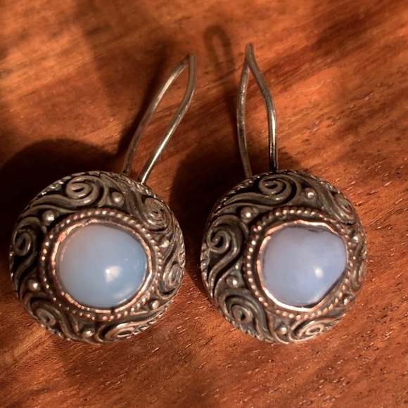 Antique Style Blue Angelite Tpz Infinity Earrings - Picture 8 of 10